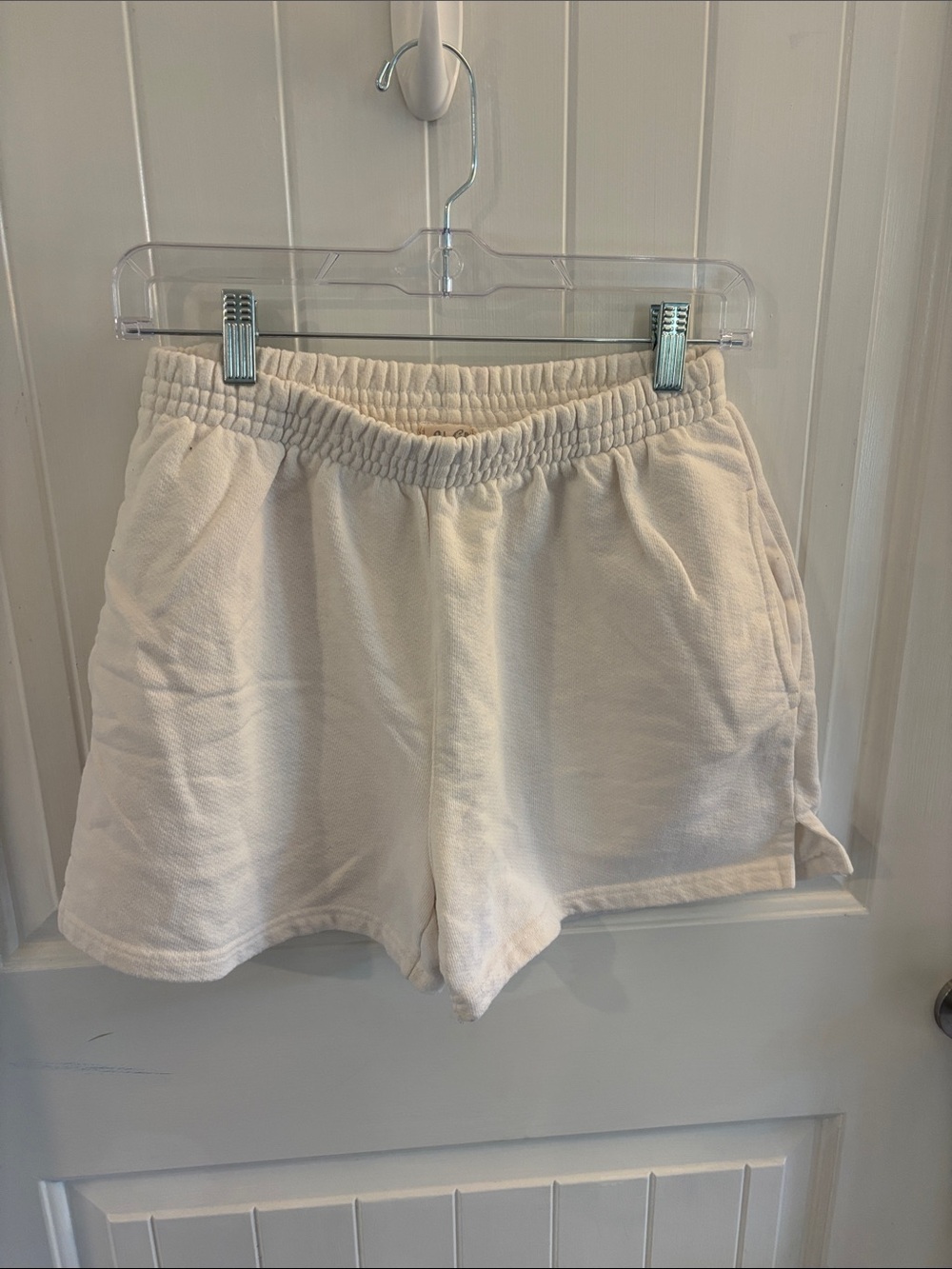Brandy Melville Cream Elastic-Waist Terry Shorts